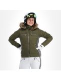 Miniatuur Almgwand, Stongerhohe ski-jas dames olive grijs, groen 