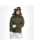 Miniatuur Almgwand, Stongerhohe ski-jas dames olive grijs, groen 