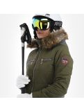 Miniatuur Almgwand, Stongerhohe ski-jas dames olive grijs, groen 