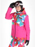 Miniatuur Helly Hansen, W Powchaser 2.0 ski-jas dames JPB AOP multicolor, roze 