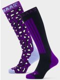 Miniatuur Poederbaas, Panther Ski Socks 2-pack skisokken 2-pack unisex Purple Multi multicolor, paars 