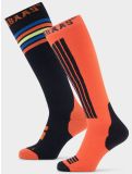 Miniatuur Poederbaas, Striped Ski Socks 2-pack skisokken 2-pack unisex Orange Multi multicolor, oranje 