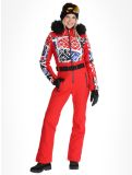 Miniatuur Poivre Blanc, Traditional 24PBH0831/WO/P DA Ski-overall dames Print Scarlet Red Rood 