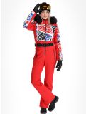 Miniatuur Poivre Blanc, Traditional 24PBH0831/WO/P DA Ski-overall dames Print Scarlet Red Rood 