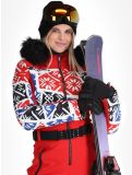 Miniatuur Poivre Blanc, Traditional 24PBH0831/WO/P DA Ski-overall dames Print Scarlet Red Rood 