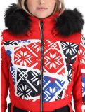 Miniatuur Poivre Blanc, Traditional 24PBH0831/WO/P DA Ski-overall dames Print Scarlet Red Rood 