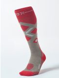 Miniatuur Stox, Merino Skiing compressiesokken dames Taupe / Red grijs, rood 