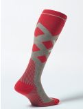 Miniatuur Stox, Merino Skiing compressiesokken heren Taupe / Red grijs, rood 