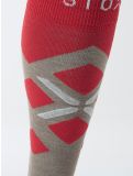 Miniatuur Stox, Merino Skiing compressiesokken heren Taupe / Red grijs, rood 