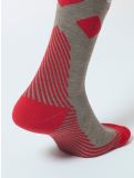 Miniatuur Stox, Merino Skiing compressiesokken heren Taupe / Red grijs, rood 