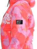 Miniatuur Superdry, Hooded Ski Boxy Puffer AA Jas gevoerd dames Brush Camo Coral Roze 