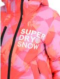 Miniatuur Superdry, Hooded Ski Boxy Puffer AA Jas gevoerd dames Brush Camo Coral Roze 