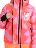 Miniatuur Superdry, Hooded Ski Boxy Puffer AA Jas gevoerd dames Brush Camo Coral Roze 