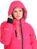 Miniatuur Superdry, Hooded Ski Boxy Puffer AA Jas gevoerd dames Hyper Fire Pink Roze 