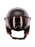 Miniatuur Kask, Elite Pro, skihelm, carbon bruin-goud meekleurend-vizier