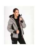 Miniatuur Superdry, Snow Puffer ski-jas, dames, licht grijs grit/ fluro koraal 