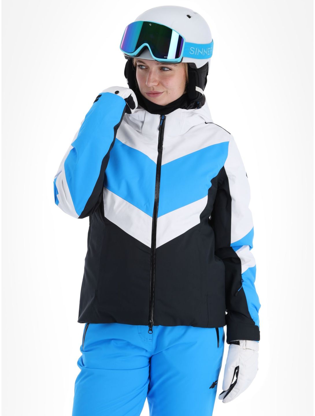 4F, Technical Jacket  F338 AA Jas gevoerd dames Turquoise Turquoise, Wit, Zwart 