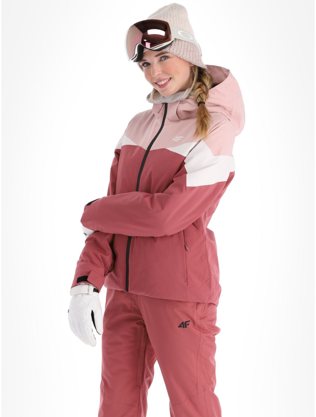 4F, Technical Jacket  F344 AA Jas gevoerd dames Dark Pink Beige, Roze 