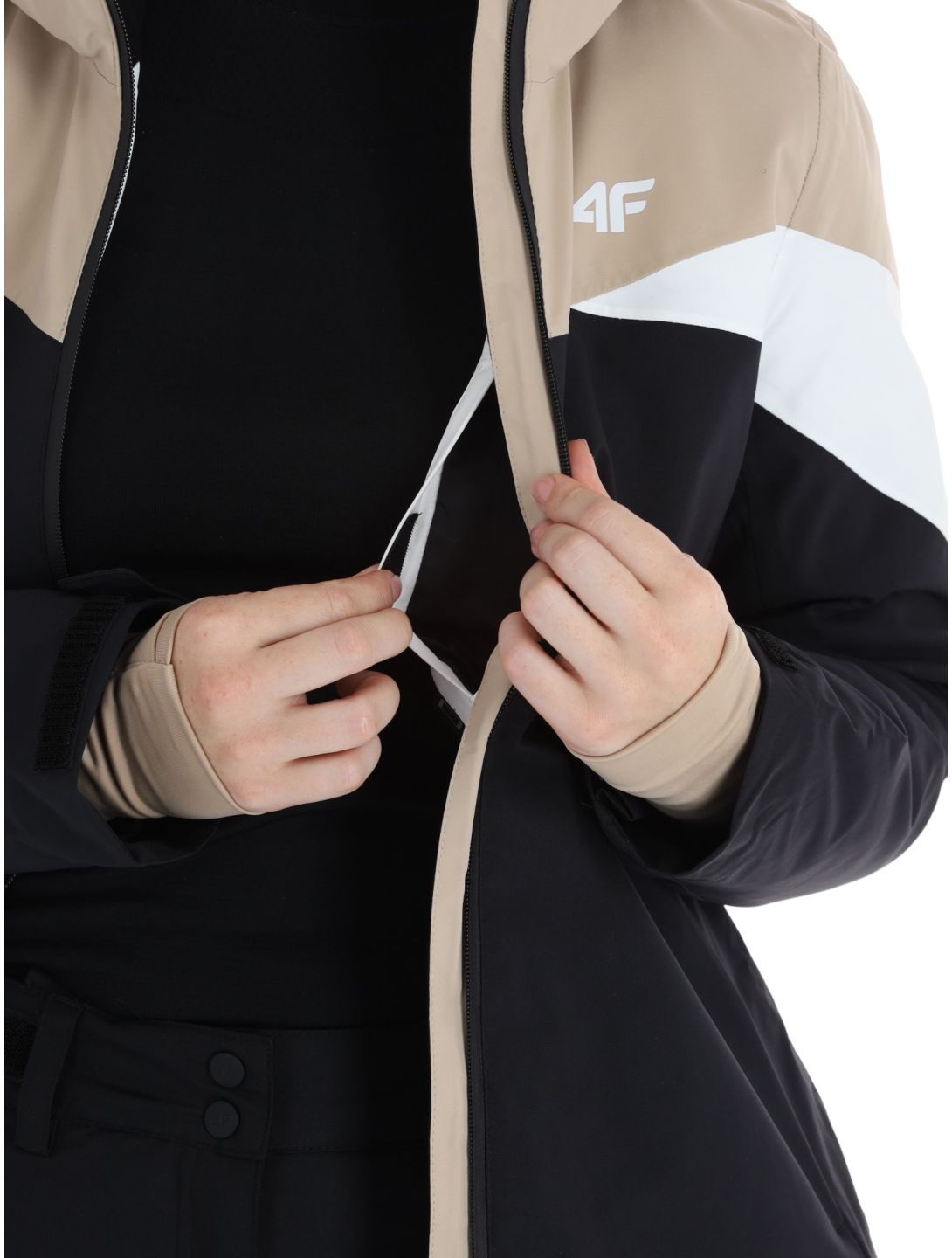 4F, Technical Jacket  F344 AA Jas gevoerd dames Light Brown Bruin, Zwart 