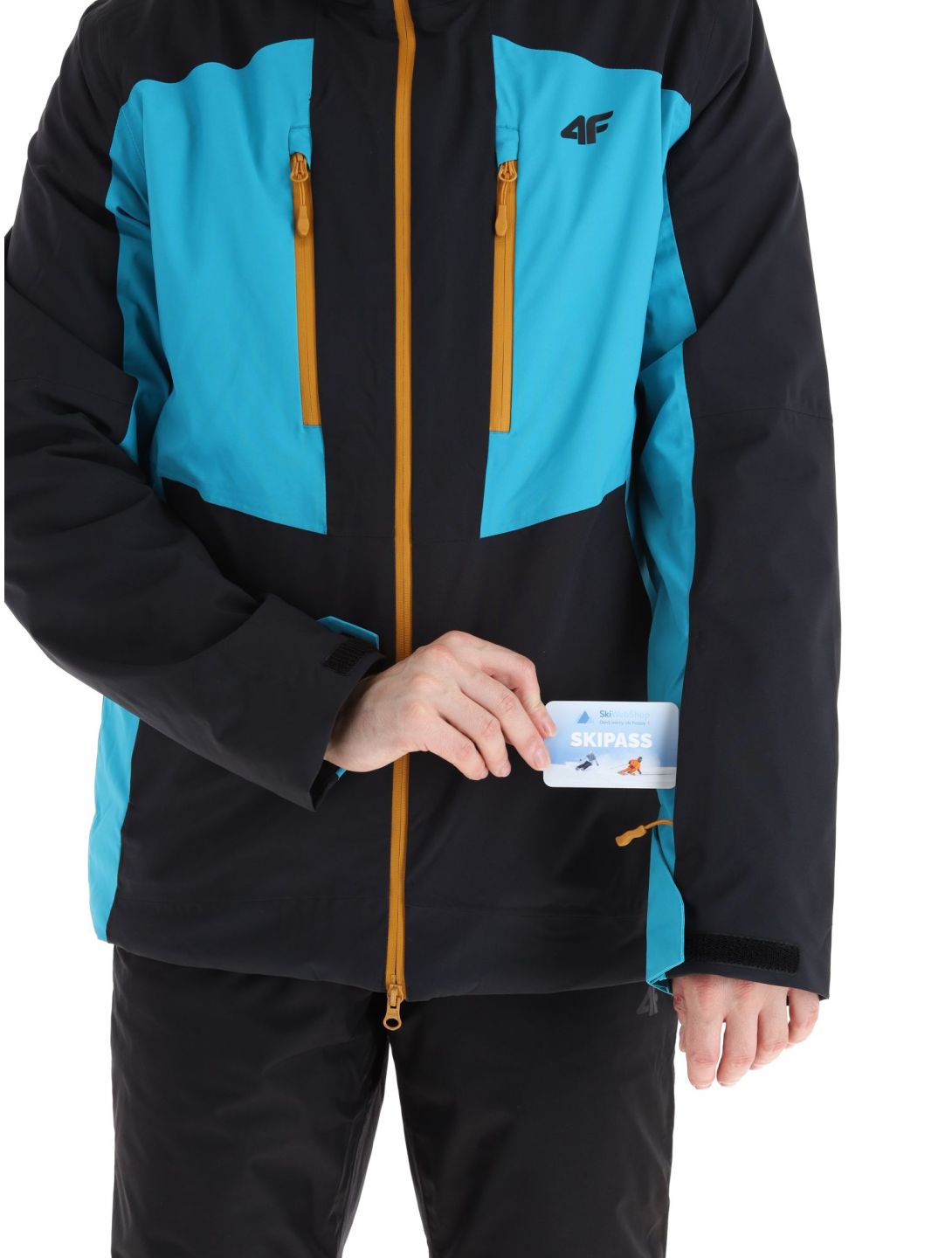 4F, Technical Jacket  M345 AA Jas gevoerd heren Turquoise Turquoise, Zwart 