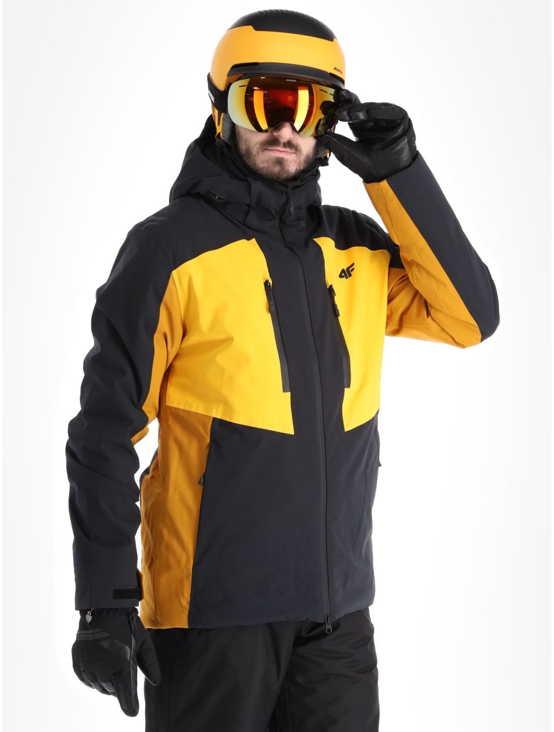 4F, Technical Jacket  M345 AA Jas gevoerd heren Yellow Bruin, Geel, Zwart 