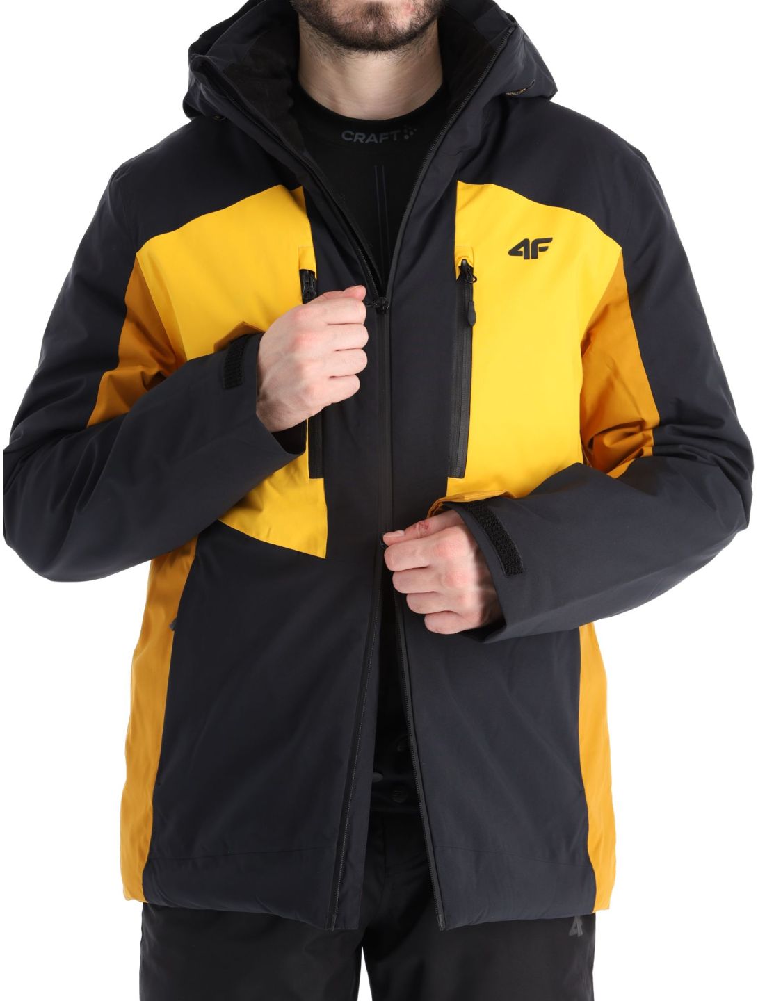 4F, Technical Jacket  M345 AA Jas gevoerd heren Yellow Bruin, Geel, Zwart 