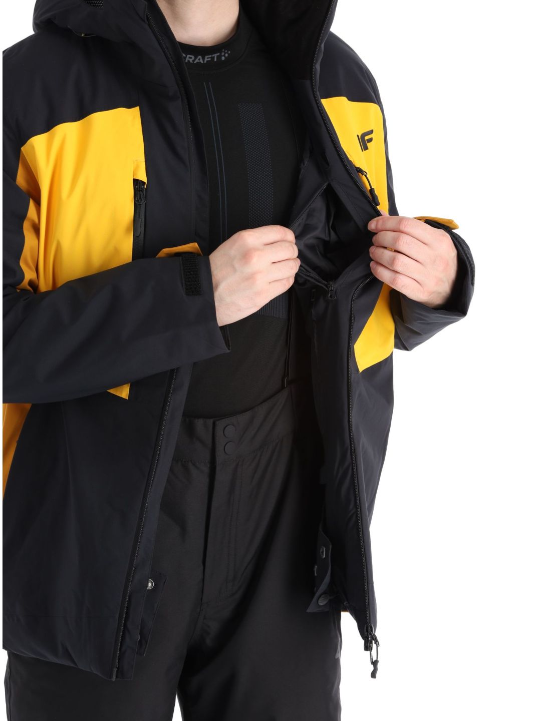 4F, Technical Jacket  M345 AA Jas gevoerd heren Yellow Bruin, Geel, Zwart 