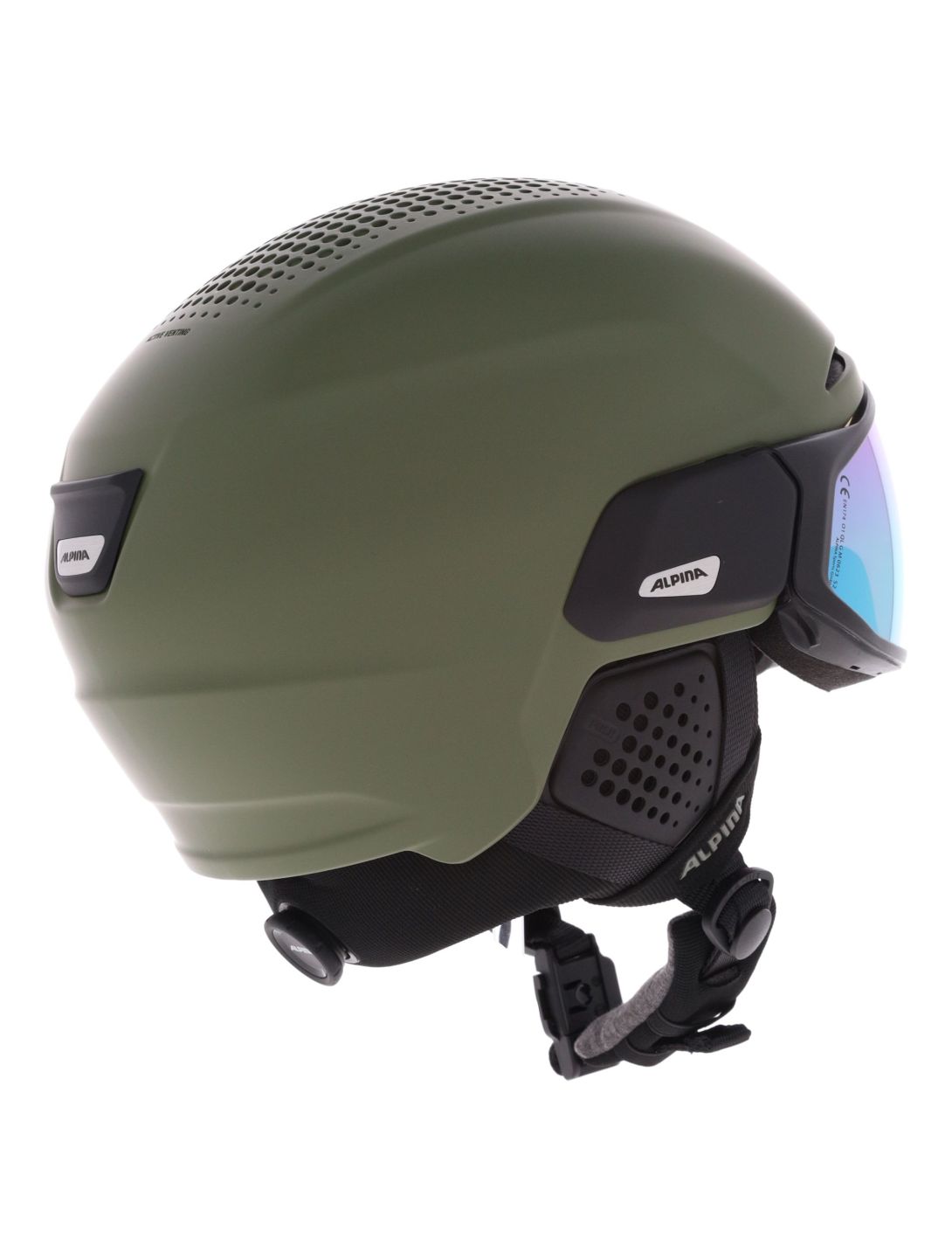 Alpina, Alto Q-Lite skihelm met vizier unisex Olive Matt groen 