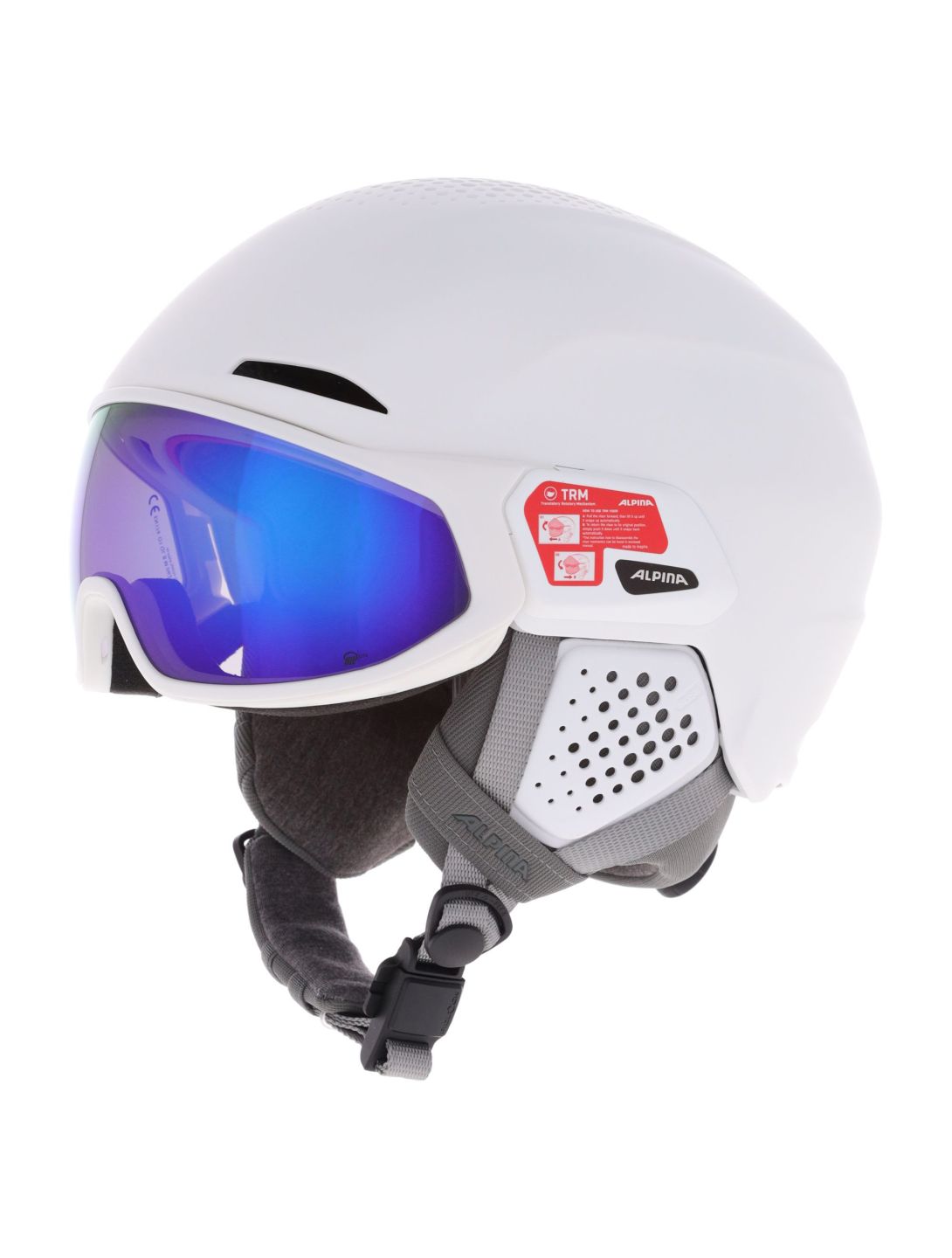 Alpina, Alto Q-Lite skihelm met vizier unisex White Matt (Blue Revo Mirror) wit 