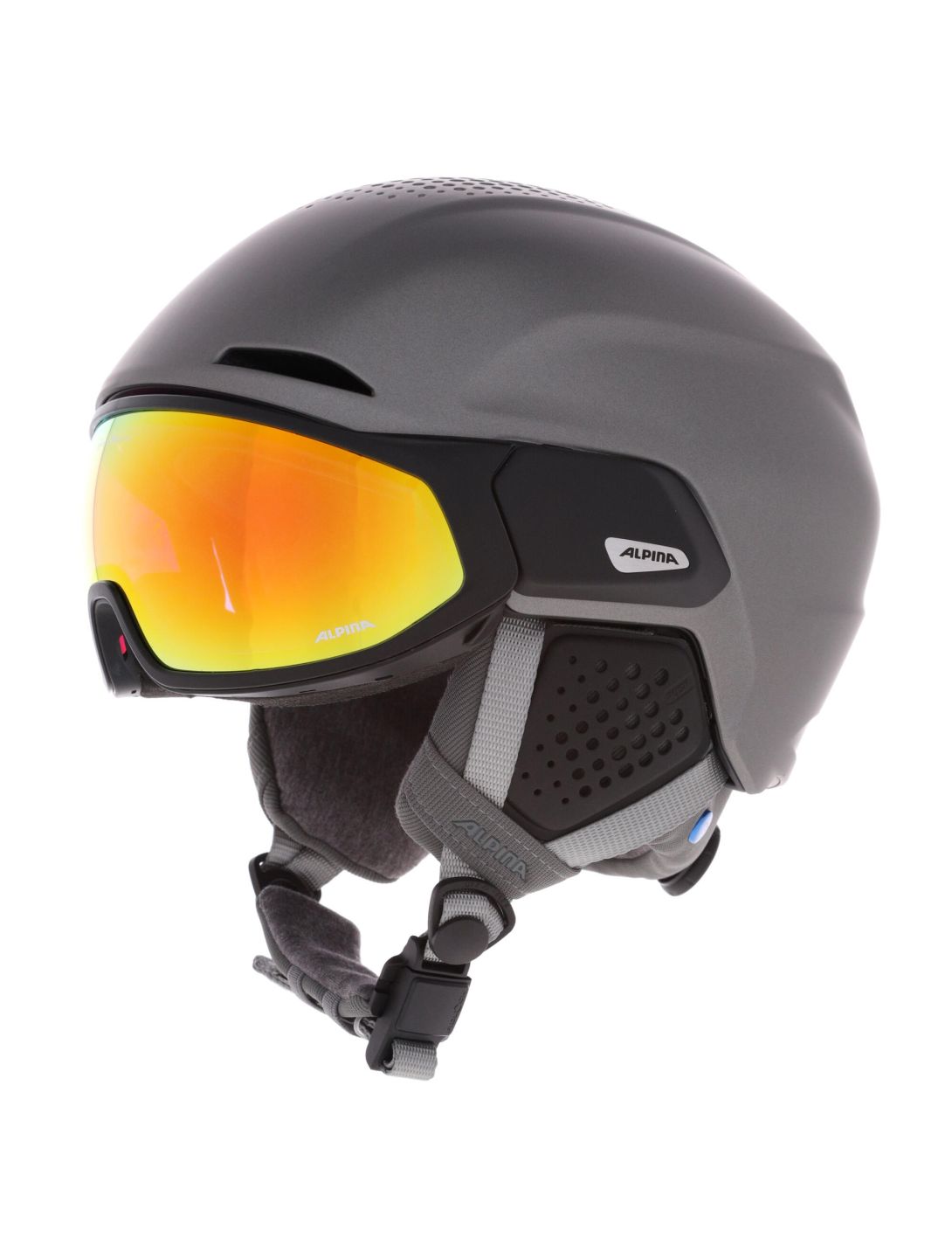 Alpina, Alto QV skihelm met vizier unisex Gunmetal Matt zilver 