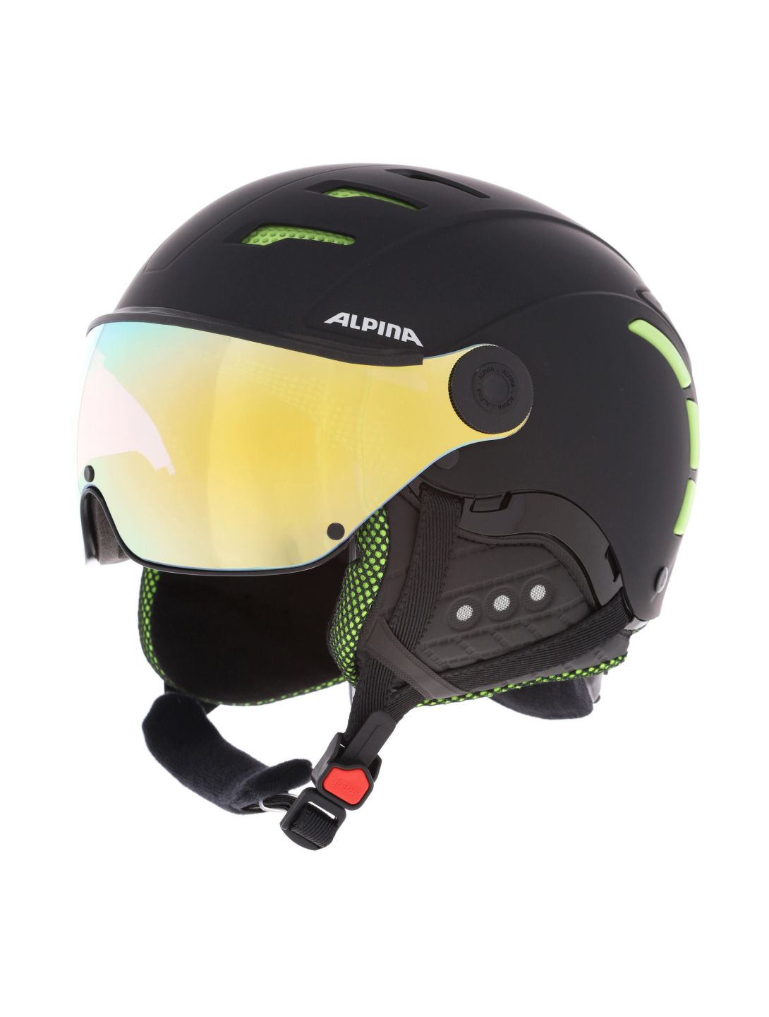 Alpina, Jump 2.0 Hm skihelm met vizier unisex Matt Lime groen, zwart 