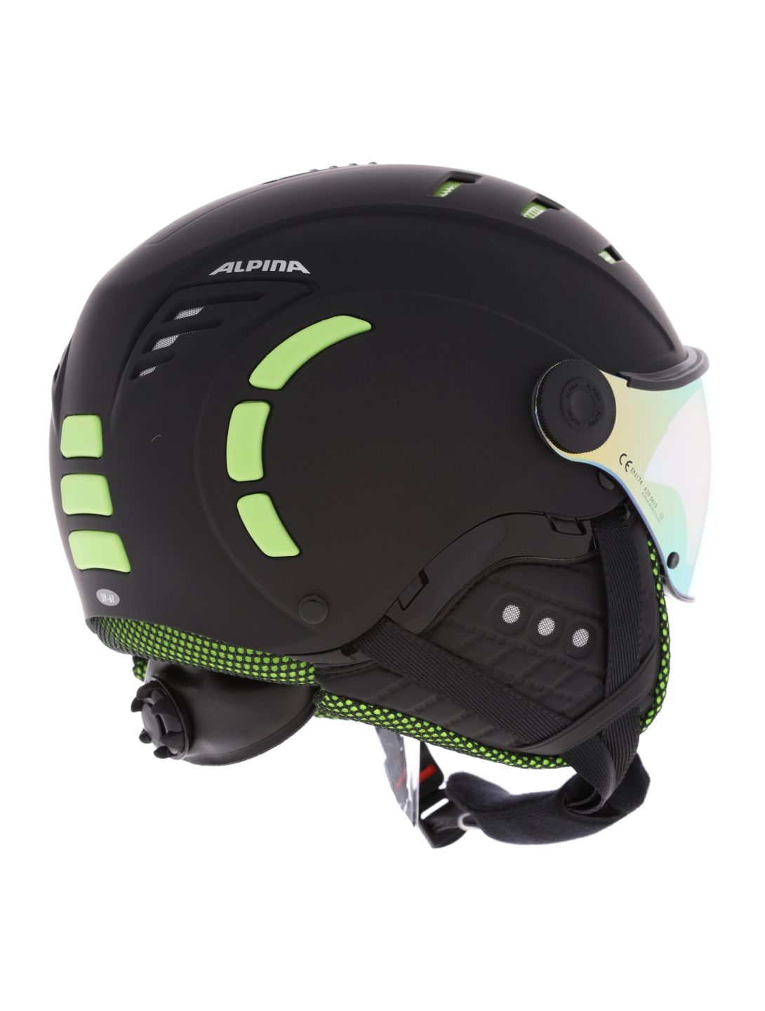 Alpina, Jump 2.0 Hm skihelm met vizier unisex Matt Lime groen, zwart 