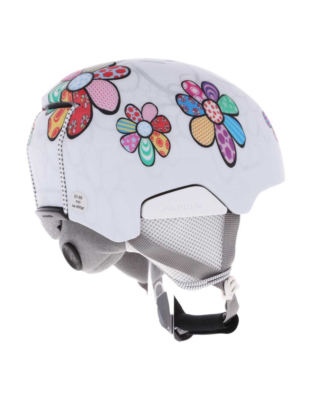 Alpina, Pizi skihelm kinderen Patchwork Flower Matt wit 