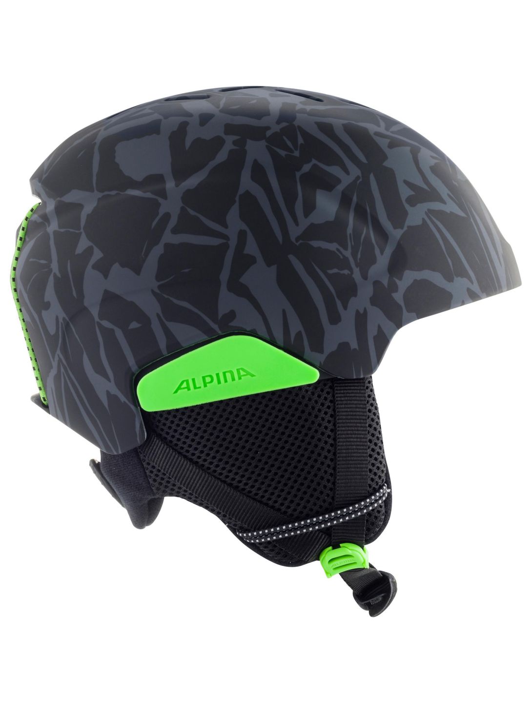 Alpina, Pizi skihelm kinderen Black Green Camo Matt groen 