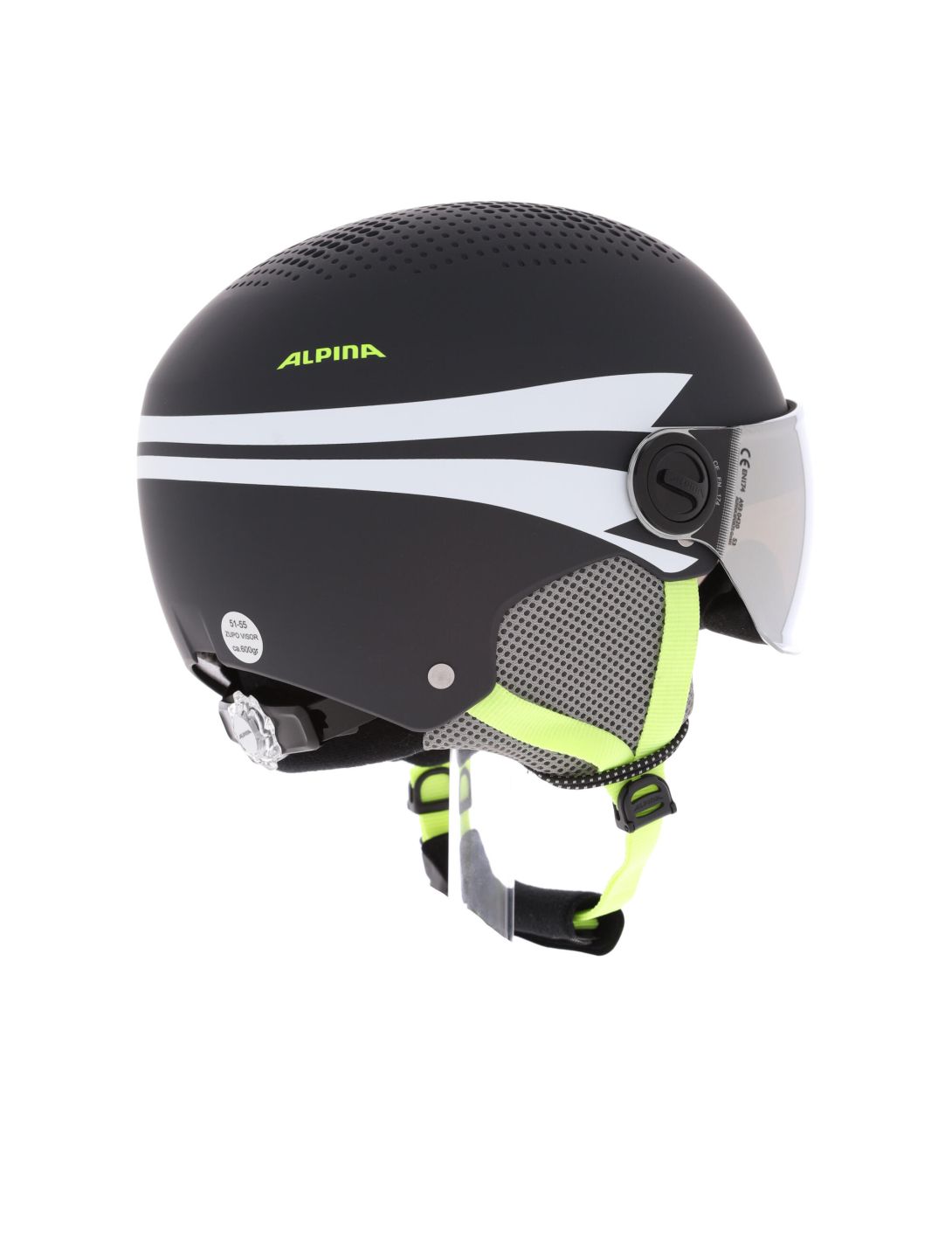 Alpina, Zupo Visor Q-Lite skihelm met vizier kinderen Charcoal-Neon Matt grijs 