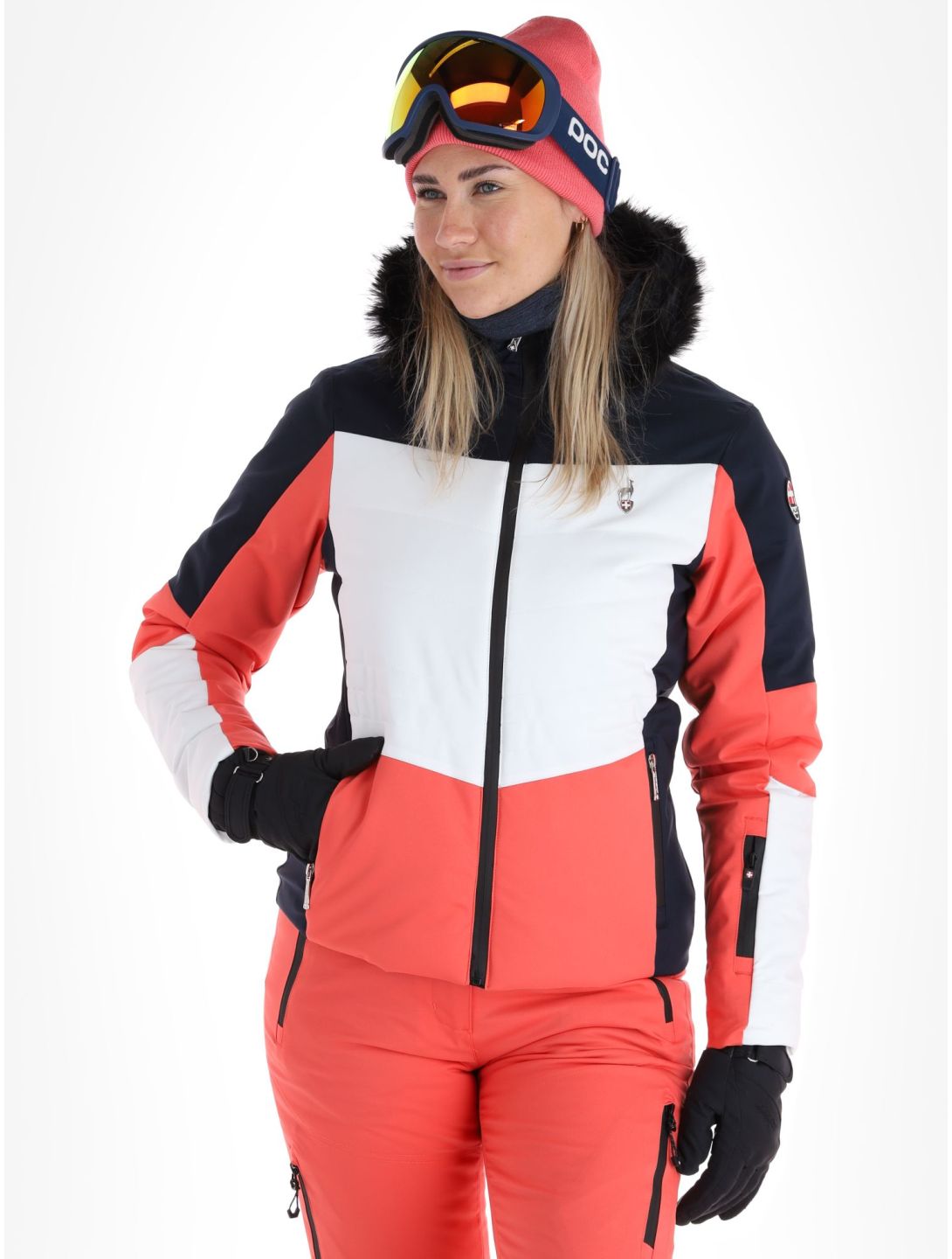 Aulp, Sandi ski-jas dames Grenadine rood, wit 