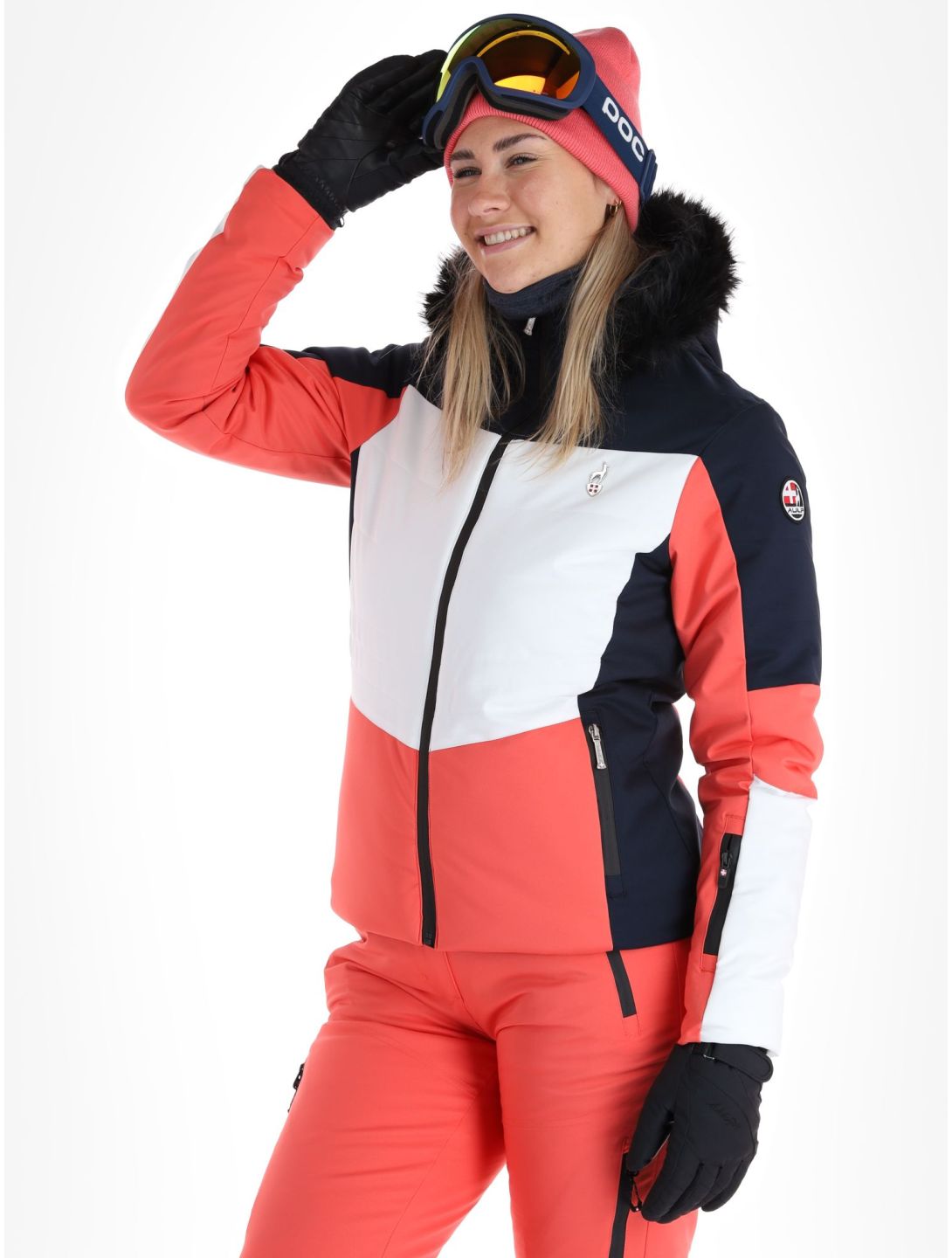 Aulp, Sandi ski-jas dames Grenadine rood, wit 