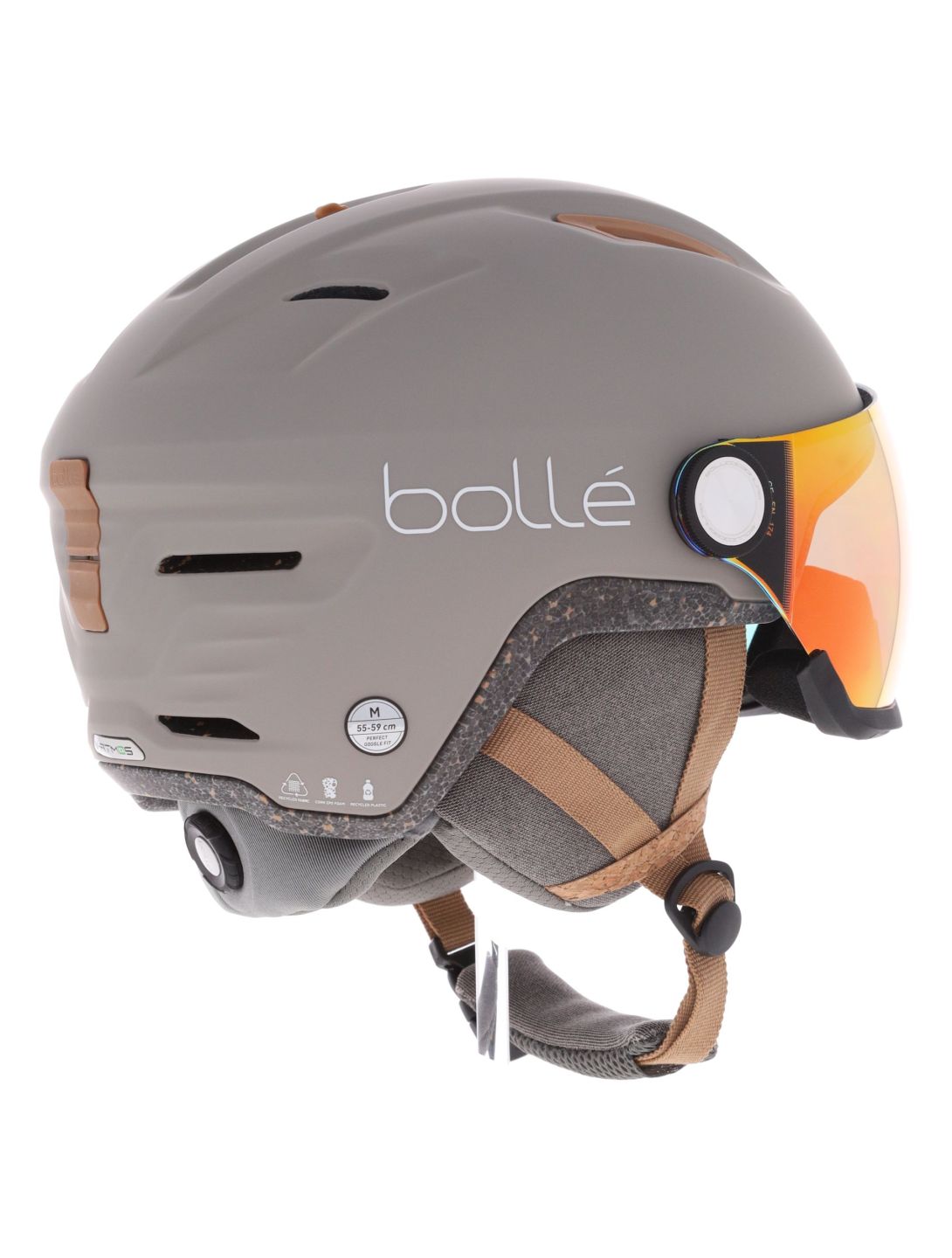 Bollé, Eco V-Atmos skihelm met vizier unisex Oatmeal Matte - Photochromic Blue beige 