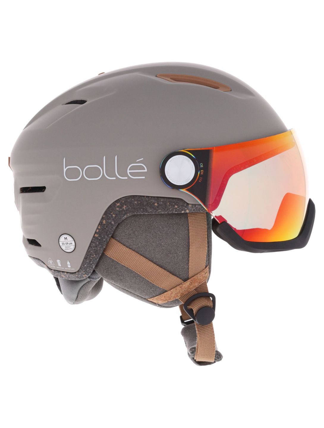 Bollé, Eco V-Atmos skihelm met vizier unisex Oatmeal Matte - Photochromic Blue beige 