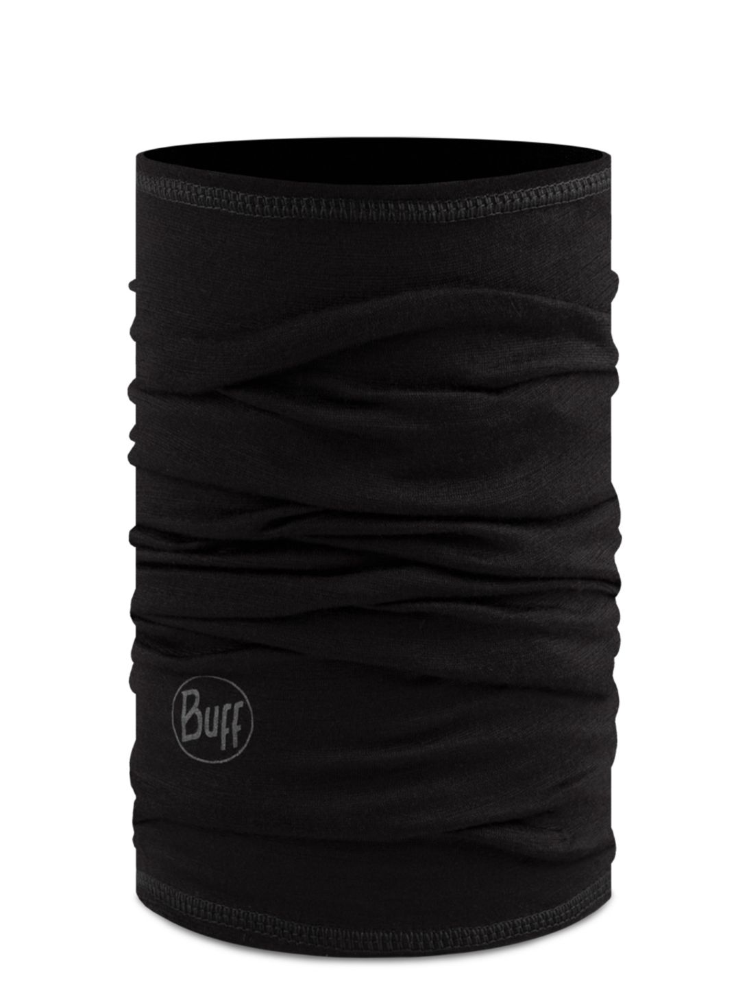 Buff, Merino Lightweight sjaal kinderen Solid Black zwart 