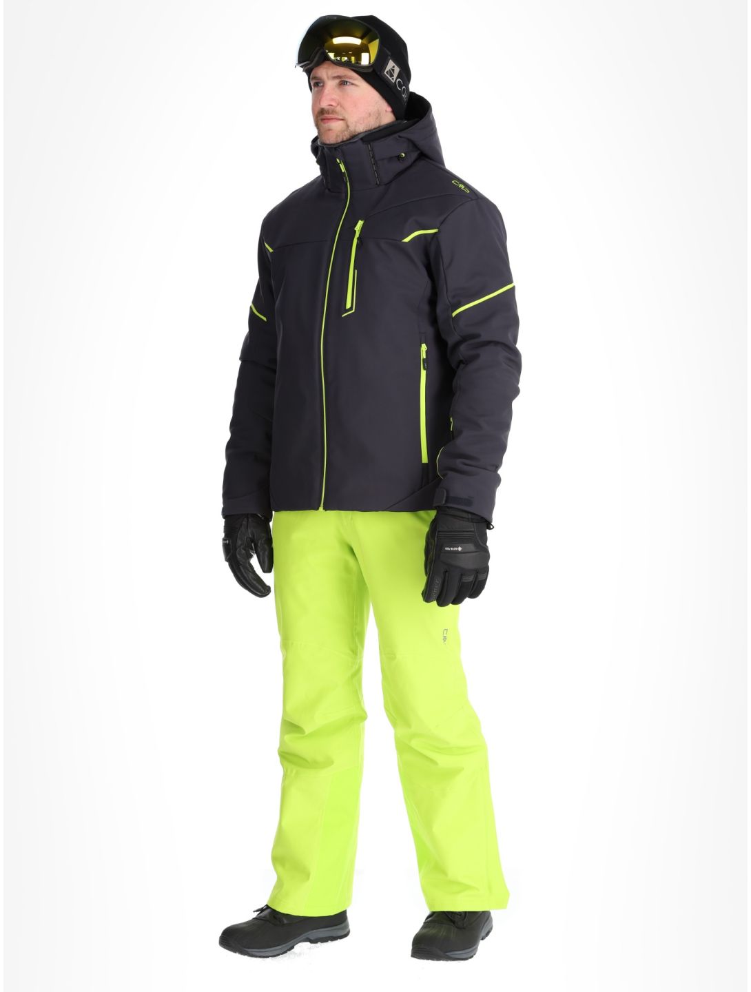 CMP, 33W0897 softshell ski-jas heren Anthracite / Acid Yellow grijs 