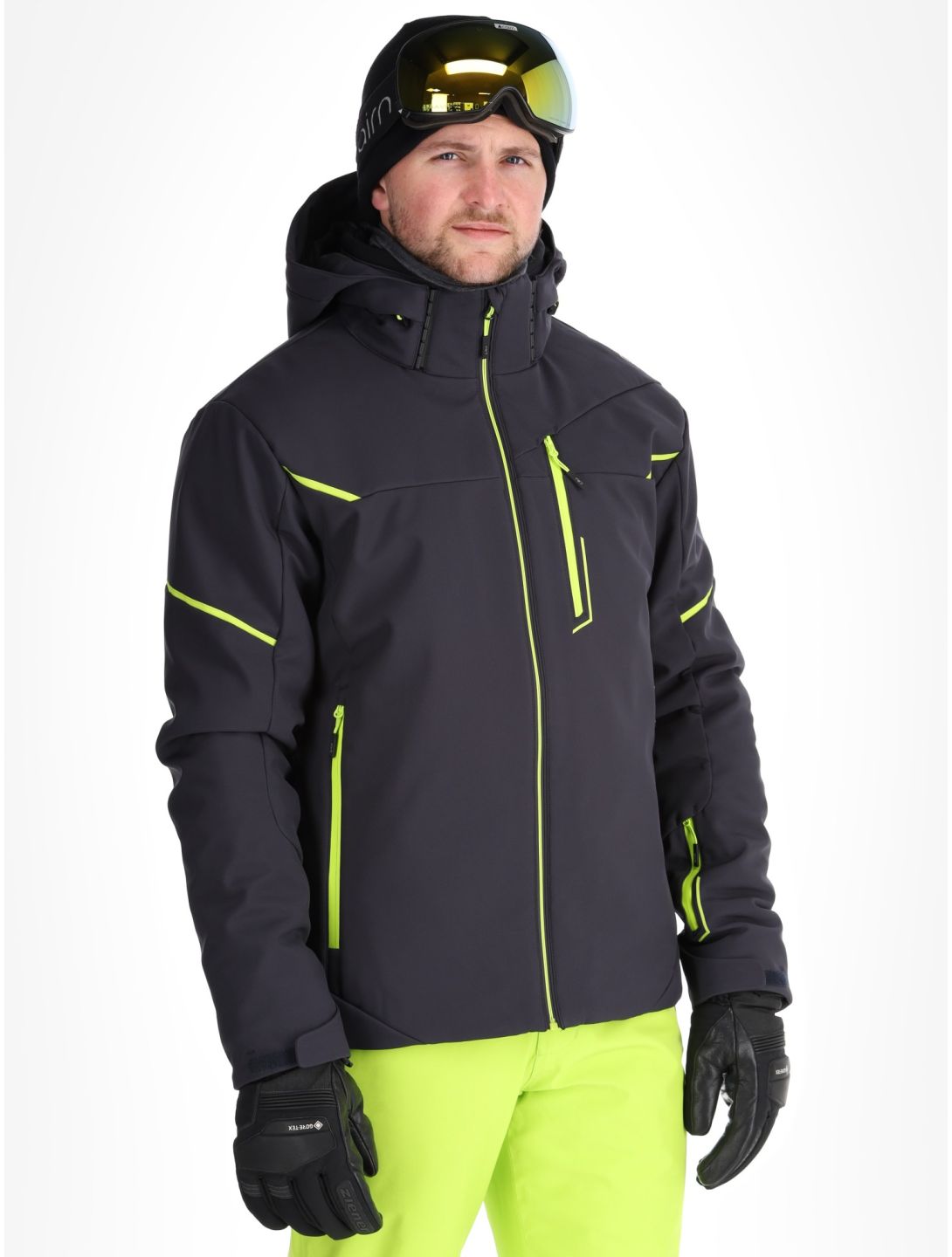 CMP, 33W0897 softshell ski-jas heren Anthracite / Acid Yellow grijs 