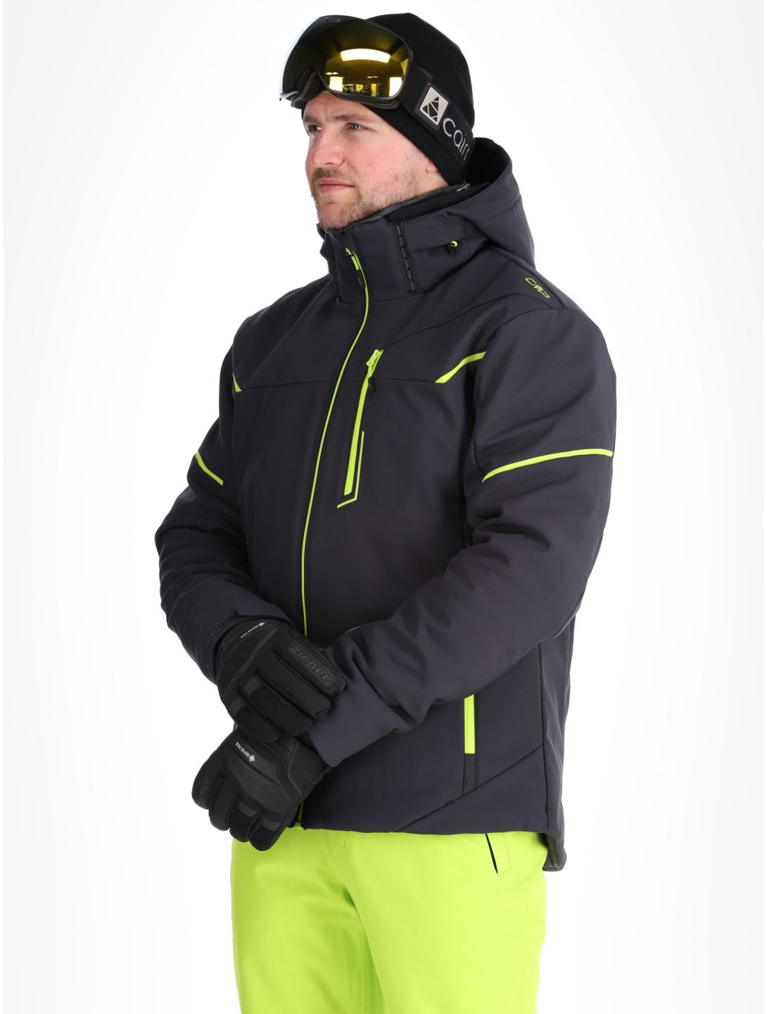 CMP, 33W0897 softshell ski-jas heren Anthracite / Acid Yellow grijs 