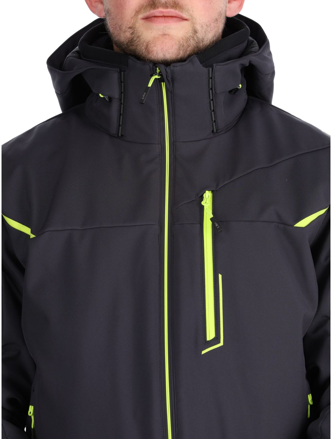 CMP, 33W0897 softshell ski-jas heren Anthracite / Acid Yellow grijs 