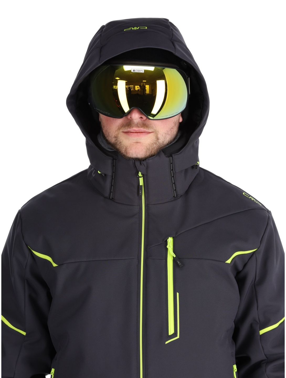 CMP, 33W0897 softshell ski-jas heren Anthracite / Acid Yellow grijs 