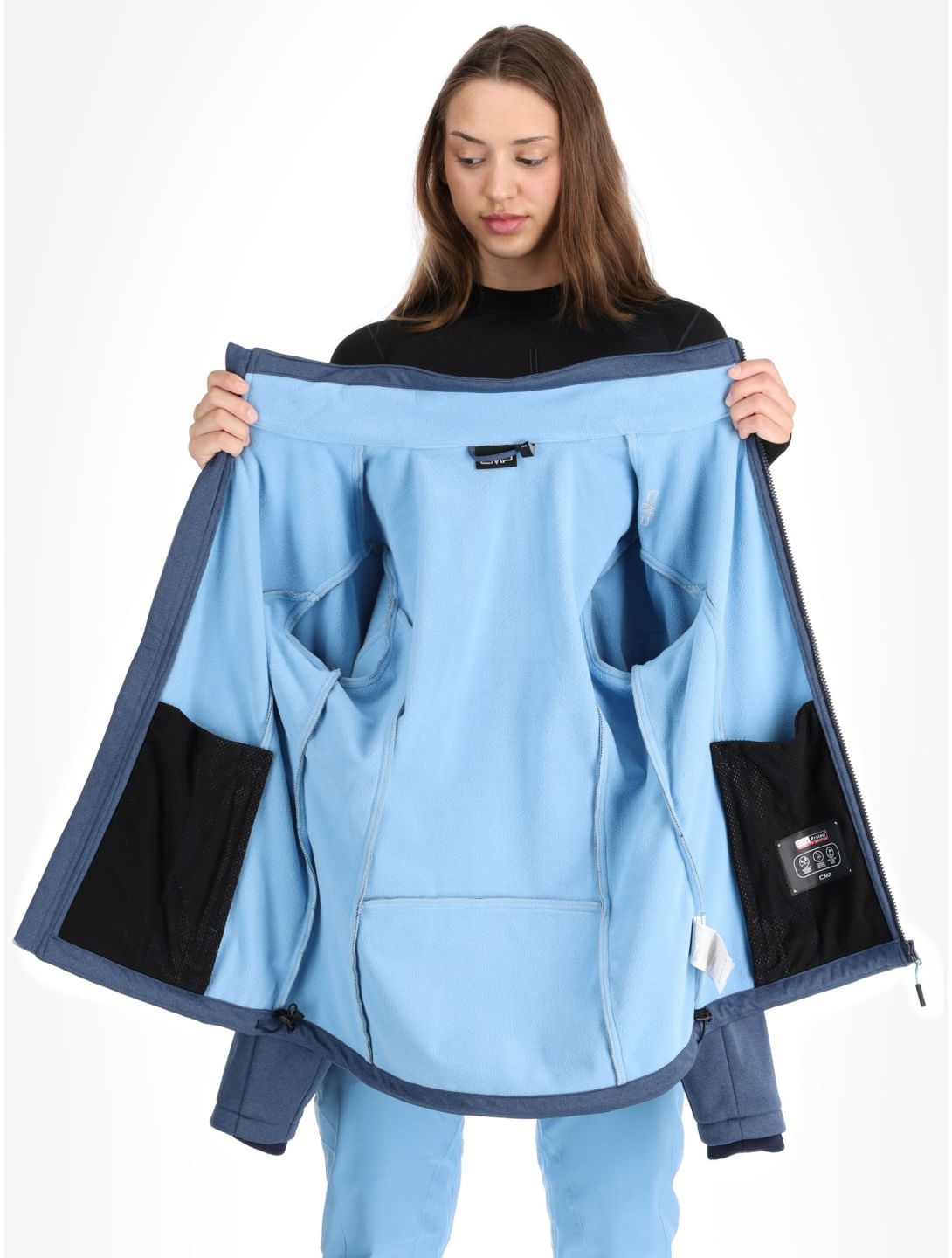 CMP, 39A5006M softshell ski-jas dames Blue Melange / Niagara blauw 