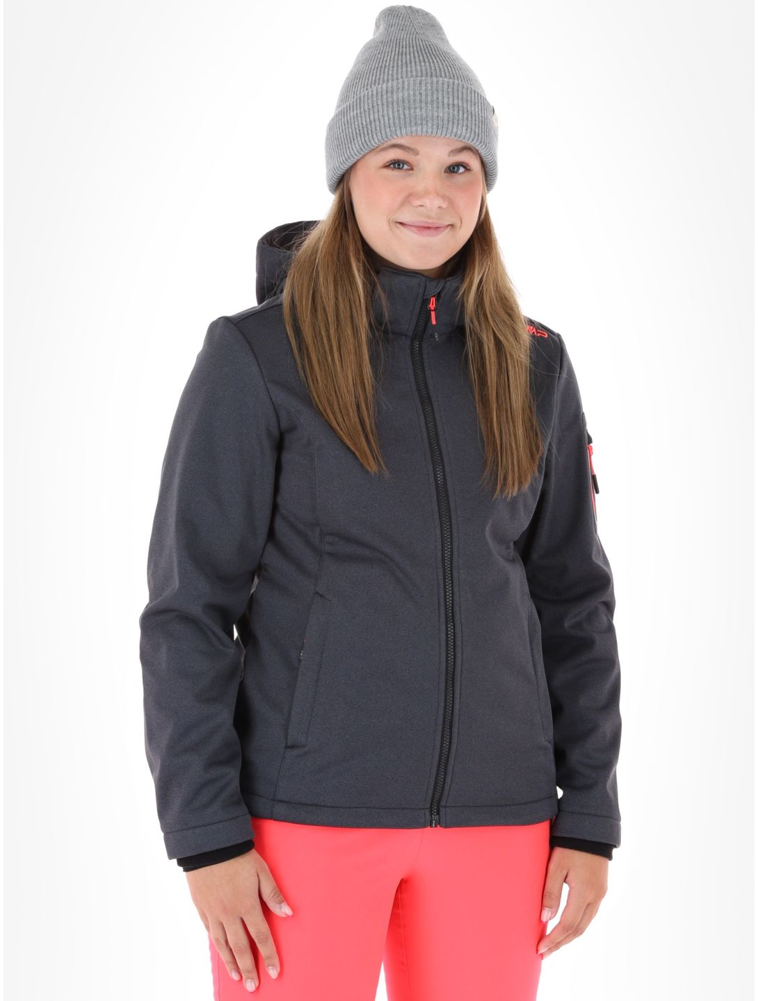 CMP, 39A5006M softshell ski-jas dames Titanium Melange / Red Fluo grijs, rood 