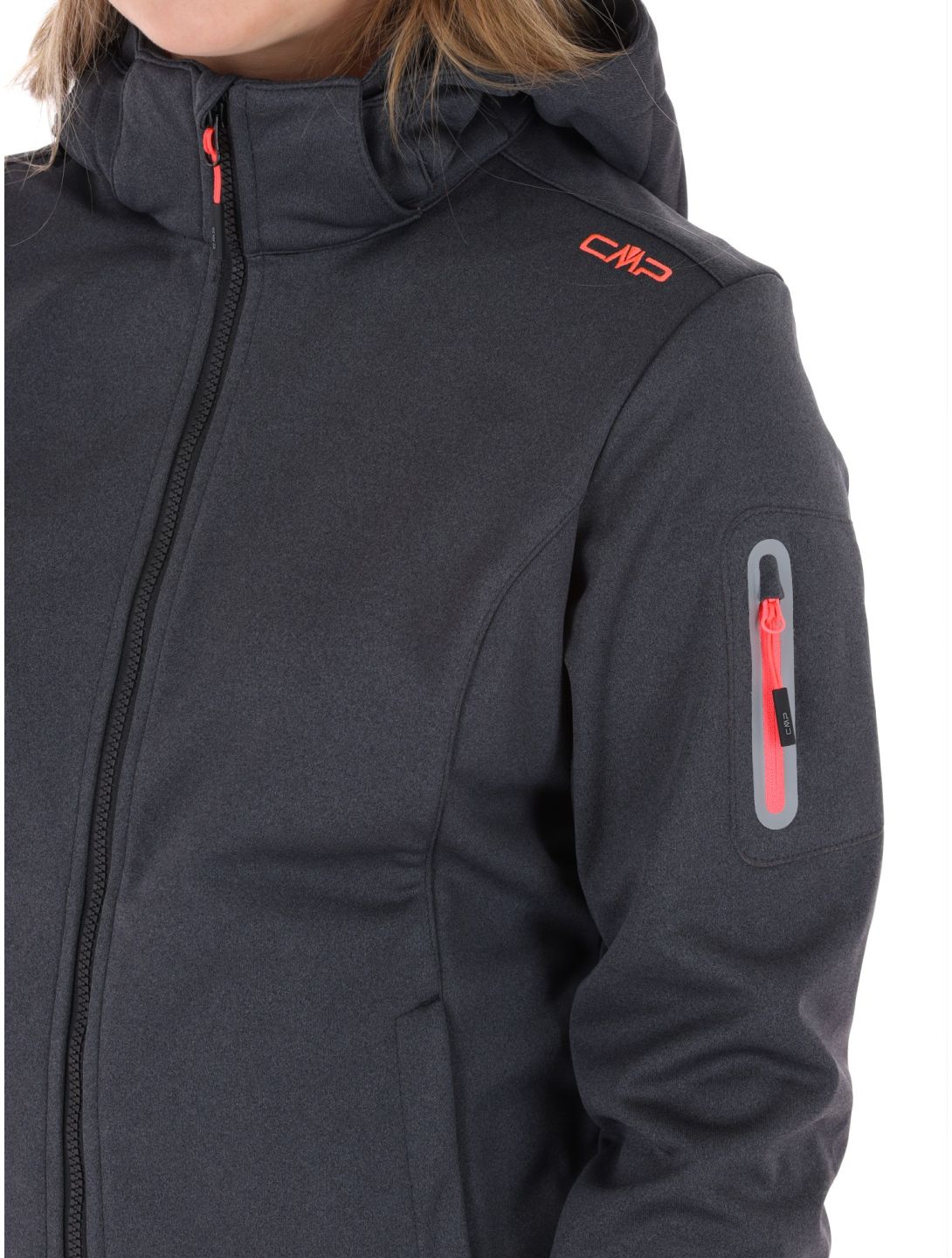 CMP, 39A5006M softshell ski-jas dames Titanium Melange / Red Fluo grijs, rood 