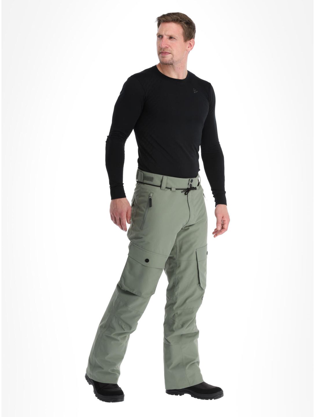 ColourWear, Flight skibroek BIB model heren Grey Green groen, zwart 