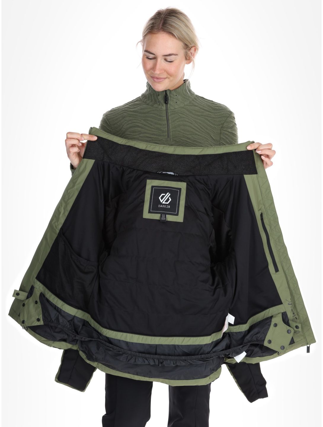 Dare2b, Glacial AA Jas gevoerd dames Olivine Green / Black Groen, Zwart 